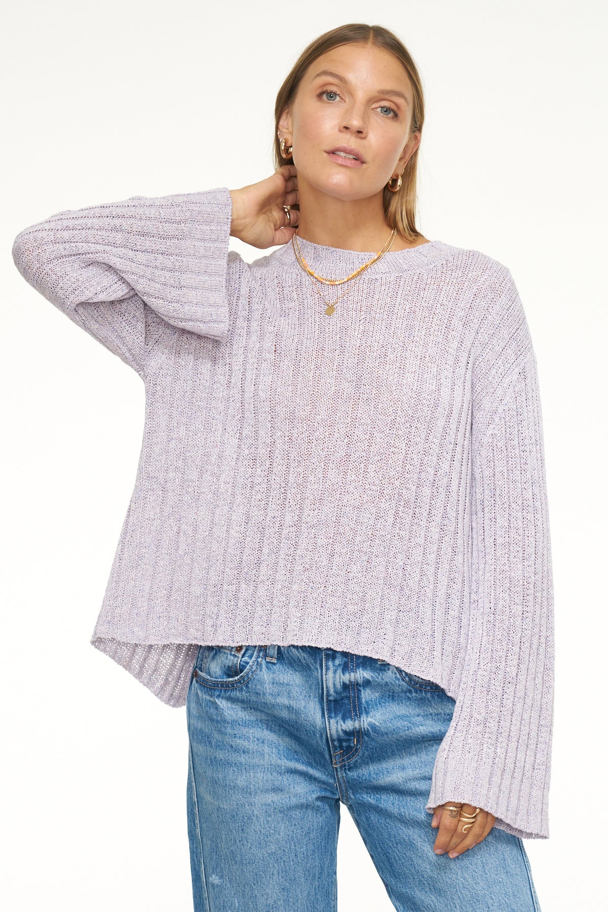 Britt Open Back Bell Sleeve Sweater - Iris
            
              Sale